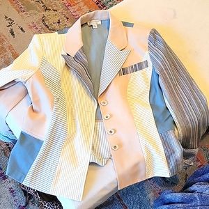 St John Sport patchwork seersucker blazer